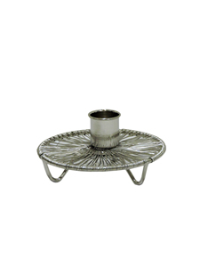 Candelabro Moderno de Metal Plateado, Base de Malla Metálica, Centro de Mesa Redondo Minimalista para Decoración del Hogar - Product Image 1