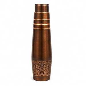 Bouteille d'eau en cuivre pur avec impression mandala en verre teinté, gourde métallique ayurvédique sans joint, étanche, vente en gros, Inde - Product Image 6
