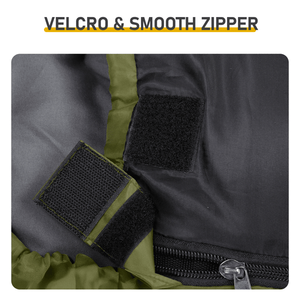 Saco de Dormir Ligero, Impermeable y Compacto de Color Verde para Excursionismo y Senderismo en Clima Frío y Cálido - Product Image 6