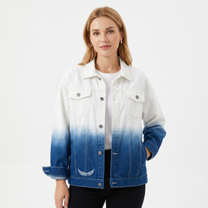 Veste pour homme, couleur dégradée, logo brodé, col rabattu, style décontracté, coupe classique, style printemps - Product Image 5