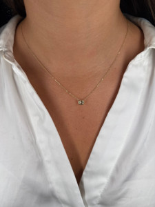 Collar con Diamante Cultivado en Laboratorio Certificado por IGI, 0.75ct, Corte Esmeralda, Engaste Tipo Bisel, Oro Sólido de 18K, 14K, 10K, Plata 925, Colgantes para Mujer - Product Image 1