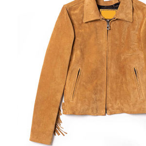 Chaqueta de Cuero de Gamuza Estilo Western Vintage Unisex con Flecos, Fabricante OEM de Moda - Product Image 3