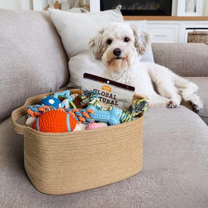 Rope <b>Storage</b> <b>Basket</b> <b>Rectangle</b> With Handles Rustic Style for Home Sundries Organization - Product Image 5