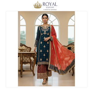 Colección de Trajes Sharara de Alta Calidad, Última Tendencia, Hermosos, de Georgette Sintética con Bordado y Lentejuelas para Bodas - Product Image 3