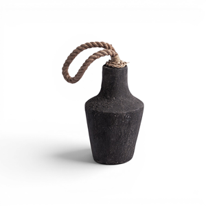 Home Basket <b>Rustic</b> Ceramic <b>Door</b> Stopper Rope Handle Matte Black Heavy Weighted Wabi Sabi Pottery Minimalist Design Bali Origin - Product Image 1