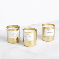 Luxueux élégant en acier personnalisé vide Logo cuivre or métallique statut étain porte-canettes lanternes bocaux à bougies en métal avec couvercle