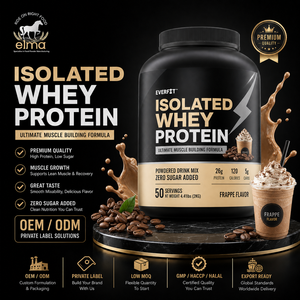 Isolat de protéines de lactosérum 100% OEM en poudre, marque privée, saveur personnalisée, fabricant de nutrition sportive, Frappe protéiné, riche en protéines, Halal - Product Image 1