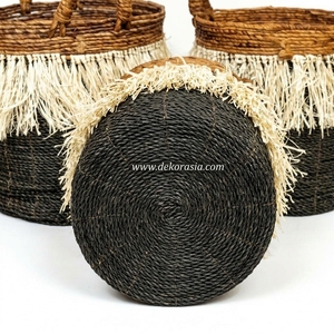 Ensemble de 3 paniers de rangement multifonctionnels en banane tressée écologiques – Paniers à linge élégants pour la décoration intérieure et l'usage végétal - Product Image 4