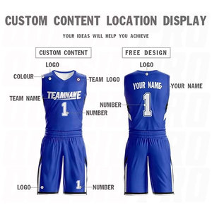 Maillot de basket-ball réversible bleu et blanc pour jeunes, design sublimé et brodé - Product Image 3