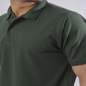 Polo à manches courtes pour homme, couleur unie, décontracté, tricoté, uni, vert - Product Image 3