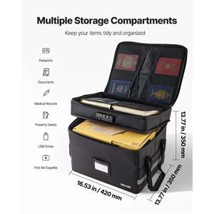Portable Two-Layer <b>File</b> <b>Storage</b> Organizer 1832 Fahrenheit Heat Insulated Fireproof Waterproof <b>Box</b> Lock for Home Travel Use - Product Image 3