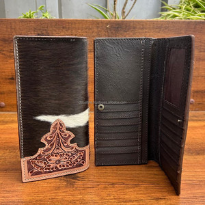 OEM personalizado de lujo de los hombres de mano de cuero largo plegable billetera al por mayor de moda auténtica piel de vaca carteras para tarjetas de crédito - Product Image 6