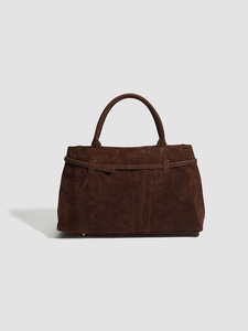 Sac fourre-tout vintage en suède givré grande capacité, style européen et américain, avec deux poignées, fermeture magnétique et ceinture décorative, durable - Product Image 2