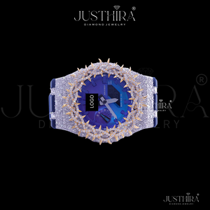 <span class=keywords><strong>Reloj</strong></span> Deportivo de Lujo Justhira Unisex con Moissanita VVS Personalizada, Resistente al Agua 3BAR, Correa de Cuero Azul, Precio de Fábrica - Product Image 4