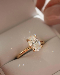 Oval Moissanite Gold <b>Ring</b> 14K 18K Engagement <b>Ring</b> for Women Solitaire Oval <b>Ring</b> Minimalist <b>Thin</b> Band Wedding Jewelry - Product Image 4