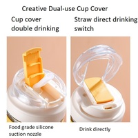 Gobelet à café portable en verre moderne réutilisable de 350 ml à paroi simple avec paille et couvercle anti-déversement, unisexe, pour le camping, qualité alimentaire
