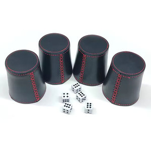 Best Selling Custom Handmade Eco-Friendly Durable Pu Leather Sport Theme <b>Dice</b> Shaker Cup for Parties - Product Image 1