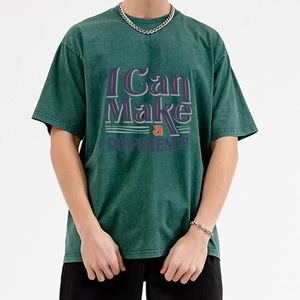 Camiseta de Manga Corta Verde para Hombre, Cuello Redondo, Corte Regular, Estampado de Letras Informal, 100% Algodón Jersey - Product Image 3