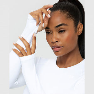 เสื้อครอปท็อปดีไซน์ใหม่ล่าสุด ราคาโรงงานขายส่ง น้ำหนักเบา 200 กรัม เสื้อยืดแขนยาวสำหรับออกกำลังกายผู้หญิง - Product Image 5