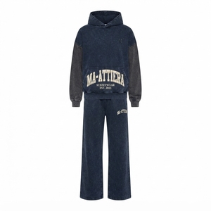 Custom Washed Oversized Hoodie and <b>Jogger</b> Sweatpants Set <b>Women</b> Cotton <b>Fleece</b> Streetwear Tracksuit OEM ODM - Product Image 3