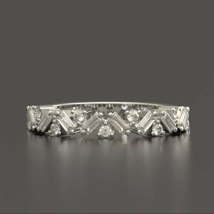 Elegante anillo de boda de diamantes, anillo de boda de oro macizo con moissanita para mujer, banda a juego, anillo de media eternidad, banda de moissanita, R - Product Image 2
