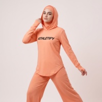 Haut de sport pour femme musulmane avec hijab intégré et manches longues à trous pour les pouces, léger, personnalisable