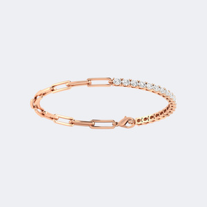 Pulsera de tenis con diamantes cultivados en laboratorio de corte ovalado de 2.00 CTW, oro de 14K, DEF VVS VS, engaste de puntas, forma brillante, enlace seguro, joyería nupcial - Product Image 2