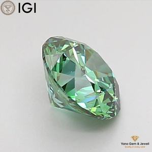 เพชรทรงกลมขนาด 6.31 มม. สีเขียวสดใส น้ำหนัก 1.00 กะรัต ความสะอาดระดับ VVS2 ผลิตด้วยวิธี CVD พร้อมใบรับรอง IGI สำหรับแหวน - Product Image 6