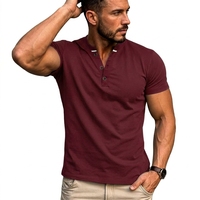 T-shirt Henley Premium pour Homme – Logo Avant, Coton Doux, Col en V, Manches Courtes, Coupe Droite, Polaire, Écologique, Moderne, Quotidien