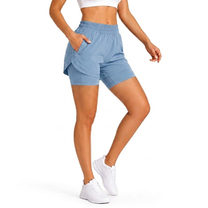 Shorts Deportivos de Alta Calidad para Mujer, Doble Capa, Personalizados, 2 en 1, para Correr y Yoga, Cintura Alta, Holgados, Casuales - Product Image 1