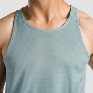 Débardeur sans manches pour homme, couleur unie, séchage rapide, col rond, veste de sport, vêtements de fitness en polyester tricoté - Product Image 6