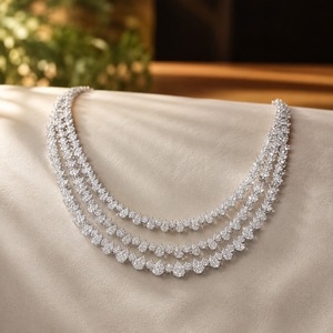 Collier de luxe multi-brins en argent sterling 925 avec moissanite taille poire et diamants pour femme, idéal pour les mariages - Product Image 1
