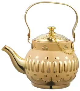 Ensemble de thé et de café de luxe en acier inoxydable plaqué argent avec plateau de service, théière arabe turque, ensemble de pot Dallah - Product Image 5