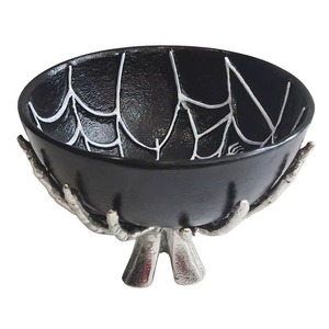 Cuenco de Telaraña con Asas Metálicas a Precio Razonable, Decoración de Halloween para Interiores, Hecho a Mano, Acabado Negro - Product Image 1