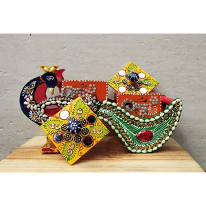 Boîte décorative Art Déco Peacock Heritage pour Diwali, cadeaux de retraite et de condoléances - Origine Inde - Product Image 3