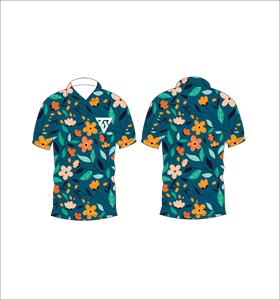 Polo à manches courtes pour homme, bleu marine, imprimé floral, décontracté, pour l'été, pour le golf - Product Image 6