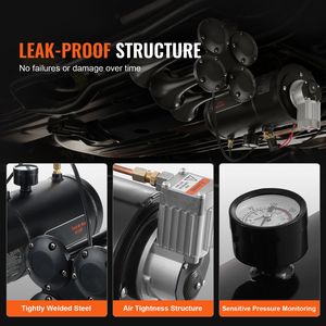Sistema Compressore d'Aria a Bordo 12V, 3 L (0,8 Galloni), Compressore per Pneumatici con Clacson a Tromba, Pressione di Lavoro 120 psi - Product Image 3