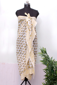 ผ้าซิ่นลายดอกไม้สีเหลือง ผ้าคลุมชายหาด ผ้าพันคอพารีโอ น้ำหนักเบา ผ้าคลุมฤดูร้อน ผ้าคลุมไหล่สำหรับผู้หญิง สำหรับเดินทาง ท่องเที่ยว รีสอร์ท สไตล์โบโฮ - Product Image 3