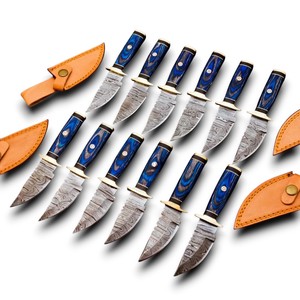 OEM ODM Handmade Damascus Steel Fixed Blade Drop Point Skinner Knife Dark Wood Pakka Wood Handle Brass Guard Razor Sharp Knife - Product Image 1