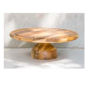 Support à gâteau rond en bois de manguier, plateau à gâteau sur piédestal, présentoir à desserts fait main pour mariage, fête, maison, artisanat en bois - Product Image 3