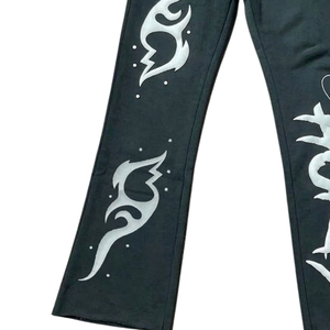 Pantalones de chándal de invierno con estampado en relieve, cintura elástica, estampado de letras en relieve, pantalón apilado, pijama, pantalones de chándal con bordado personalizado desgastado - Product Image 3