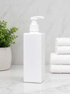 White Plastic <b>Pump</b> <b>Bottle</b> Square Lotion Dispenser Cosmetic Packaging Container - Product Image 3