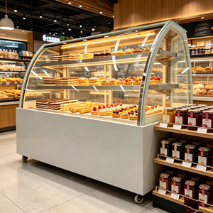 Vitrina Refrigerada Comercial para Pasteles, Vitrina Curva de Vidrio para Panadería con Luces LED - Product Image 1