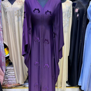 Summer sale Modest Dubai Beaded Sequined <b>Long</b> Sleeve Abaya Muslim Traditional Handmade Wedding Women Polyester Breathable O Neck - Product Image 1