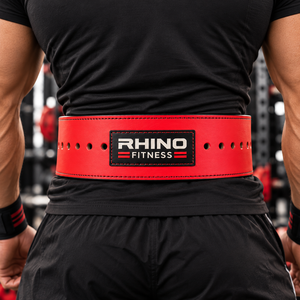 เข็มขัดยกน้ำหนักแบบพันรอบตัว RHINO FITNESS ทำจากนีโอพรีน พร้อมการป้องกันระดับมืออาชีพ รองรับหลังส่วนล่างแบบปรับได้ หัวเข็มขัดโลหะสีแดง - Product Image 5