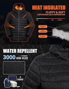 <b>Men's</b> Lightweight Packable Down Coat Waterproof Winter Hooded Jacket with 100% Down Filling Casual Storage <b>Pouch</b> - Product Image 4
