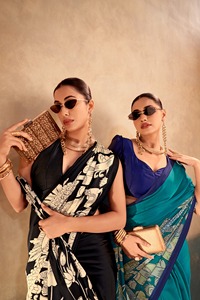 Sari Tradicional Indio de Seda Satinada con Estampado Kalamkari para Uso Diario y Eventos Festivos, Atuendo Elegante para Mujer - Product Image 6