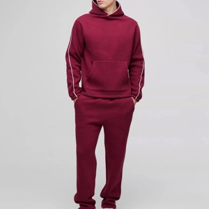 Ensemble sweat à capuche et pantalon de jogging pour homme, décontracté, imprimé sérigraphié, en molleton tricoté 300g, hiver, 100% coton, écologique, uni AMS - Product Image 1