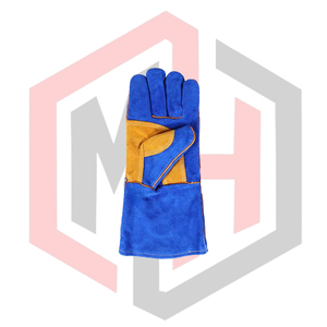 Blue Yellow Reinforced Leather Welding Gloves Full Safety Breathable Tear-Resistant Heat-Insulating Anti-Vibration Anti-static - Product Image 2