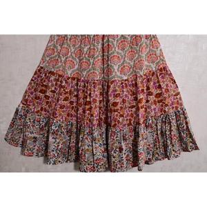 Cotton Block Print Floral <b>Patchwork</b> Bohemian Casual Long Ankle-Length <b>Skirt</b> Handmade Washable Pleated Design Women Summer Wear - Product Image 4